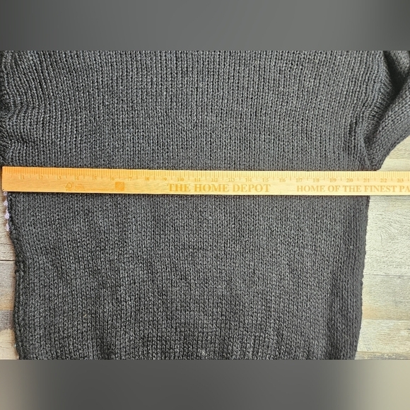 Maggie Lawrence Sport Vintage Sweater Granny Squares Crochet Black Floral - Picture 10 of 13